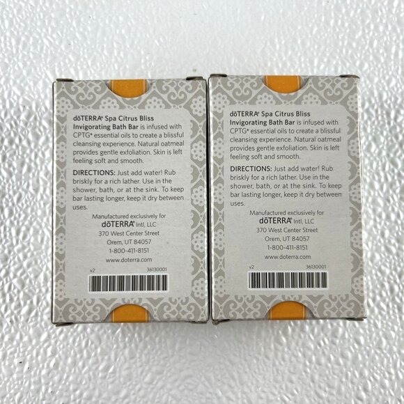 Doterra Spa 2 Citrus Bliss Invigorating Bath Bars 4 oz Essential Oils Oatmeal - Picture 3 of 5